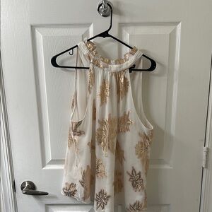 White and Gold Floral Blouse